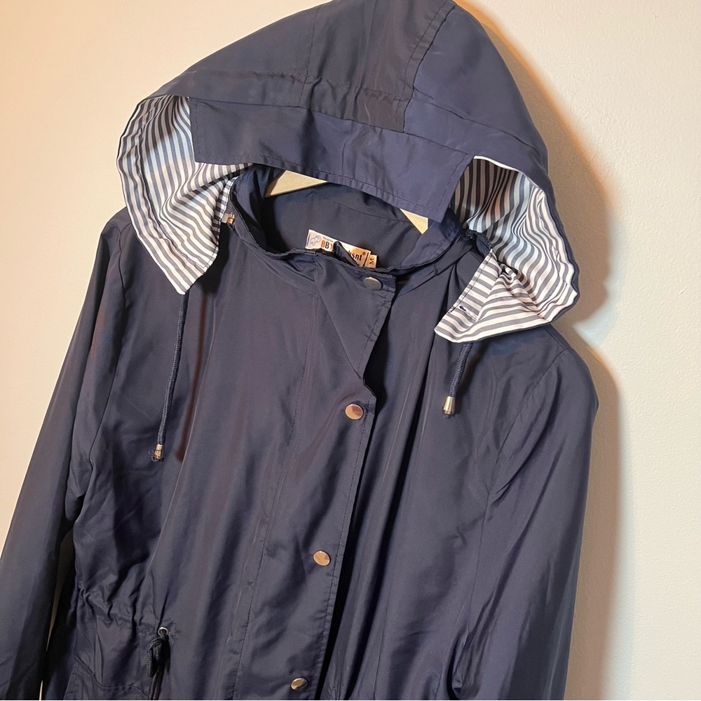 BBX Lephsnt Waterproof Rain Jacket Women’s M Navy Blue Hooded Windbreaker Coat - Picture 3 of 9